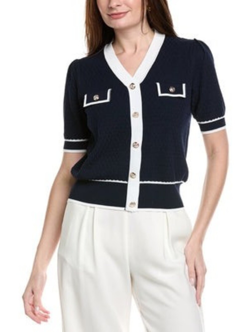 Nanette Nanette Lepore Short Sleeve Cardigan Sweater